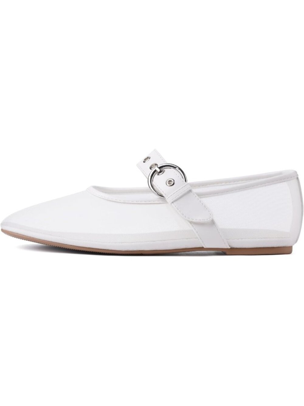 Women's Mesh Flats Ballet Flats Mary Jane Leopard White Mesh Flats - Picture 4 of 6